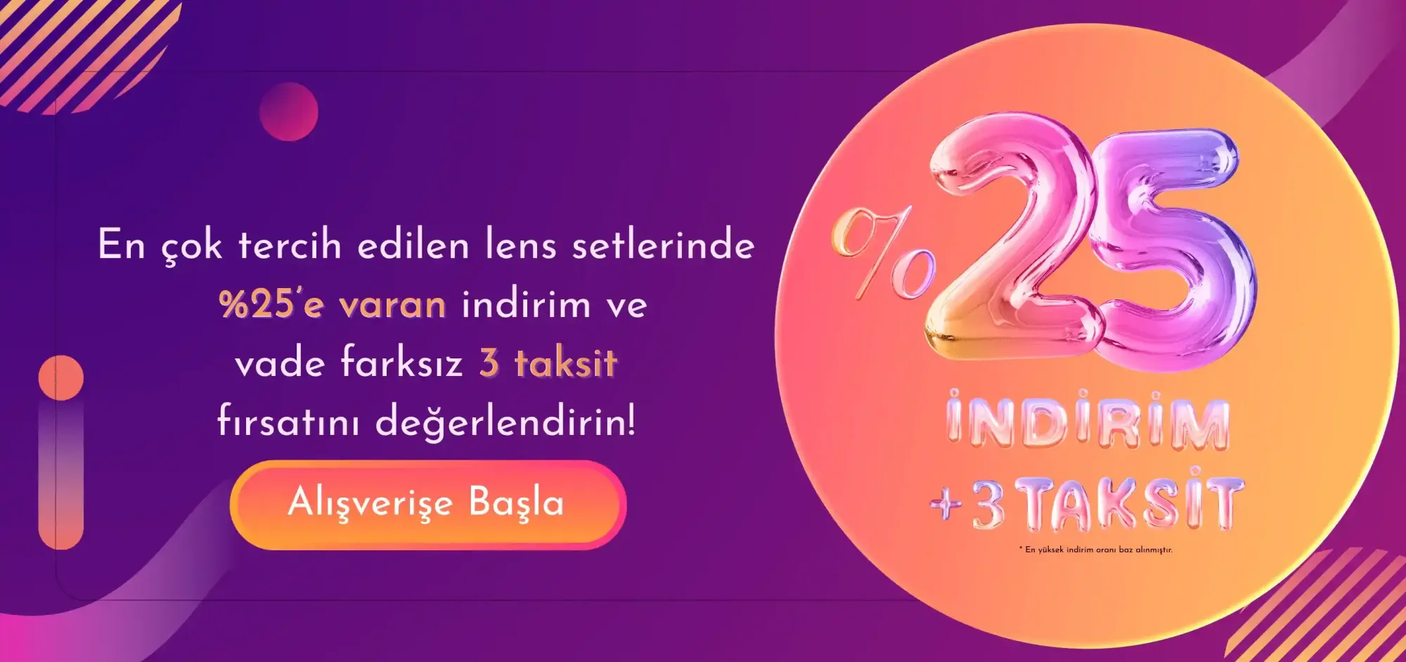 Lens setlerinde yüzde 25'e varan indirim
